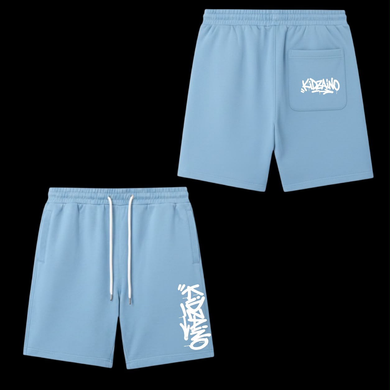 The KIDZAINO Shorts Street Style Baby Blue N White