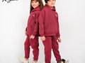 Unisex Fleece-Lined Maroon Tracksuit for Kids