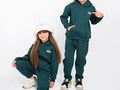 Unisex-Hunter Green Fleece Lined Kids Hoodie and Jogger Set